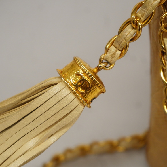 Auth Chanel Matelasse Chain Shoulder Lizard With Fringes Women's Shoulder Bag - Picture 12 of 13